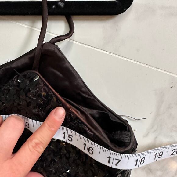 VINTAGE ROBERTA Women's Sequin Camisole Top Black Size XL Thin Strap Party - Picture 5 of 7